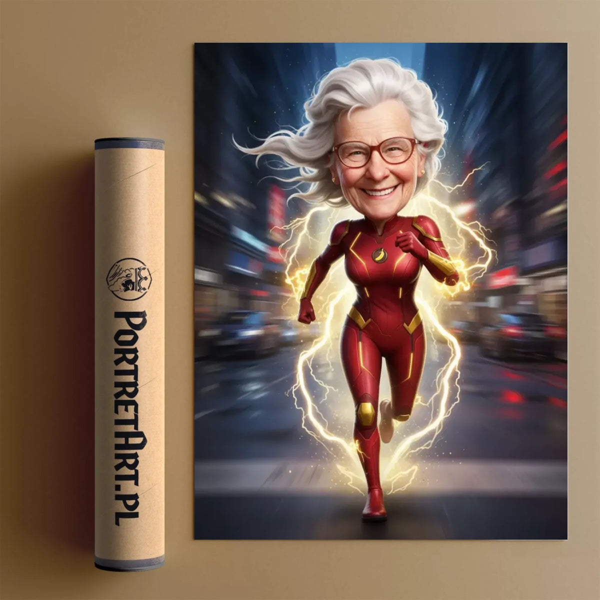 Super-Szybka Babcia - Karykatura ze zdjęcia