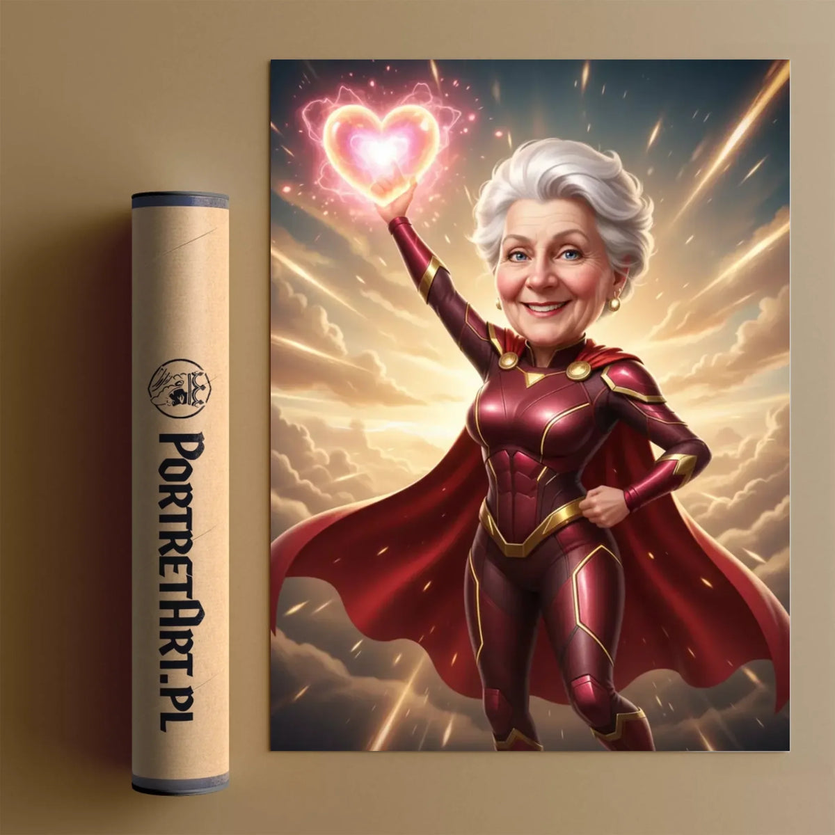 Super Babcia Serca - Karykatura ze zdjęcia