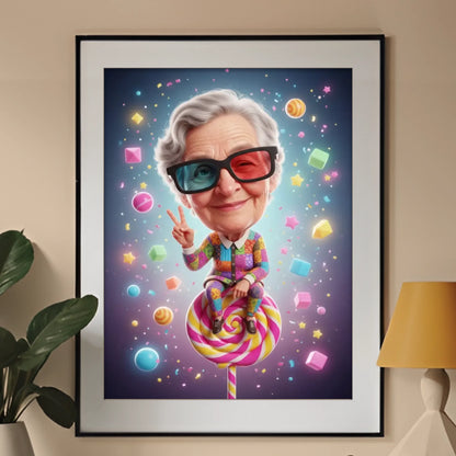 Babcia z Humorem - Karykatura ze zdjęcia