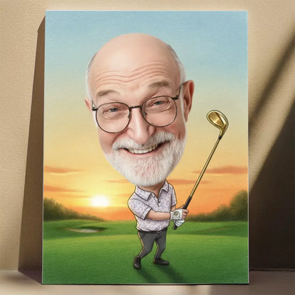 Dziadek Golfista - Karykatura ze zdjęcia