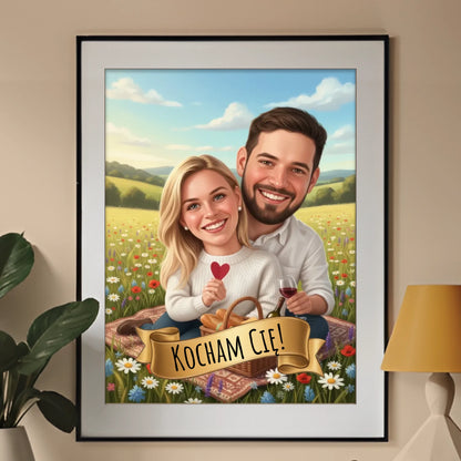 Na Kocu Piknikowym 3D - Karykatura ze zdjęcia