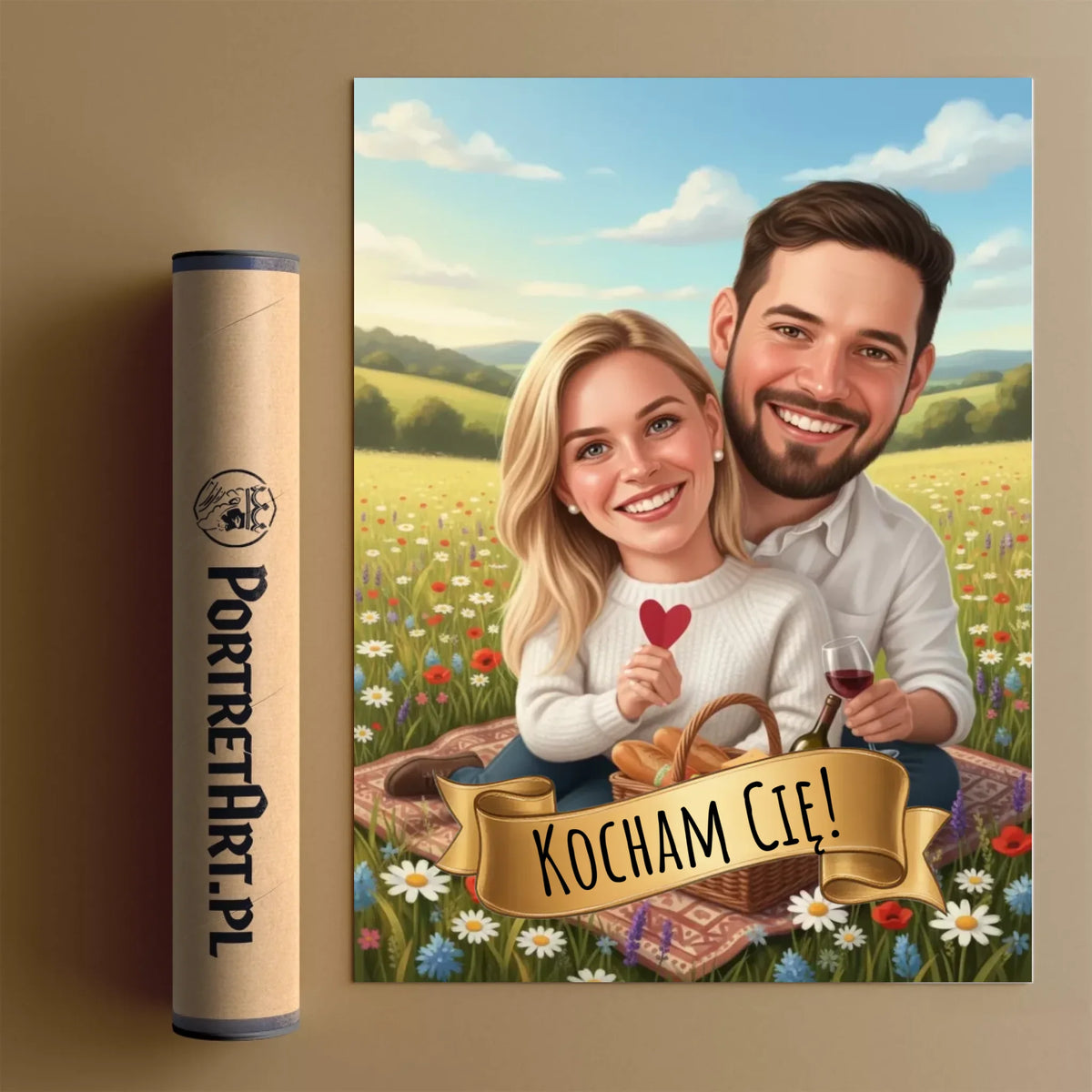 Na Kocu Piknikowym 3D - Karykatura ze zdjęcia
