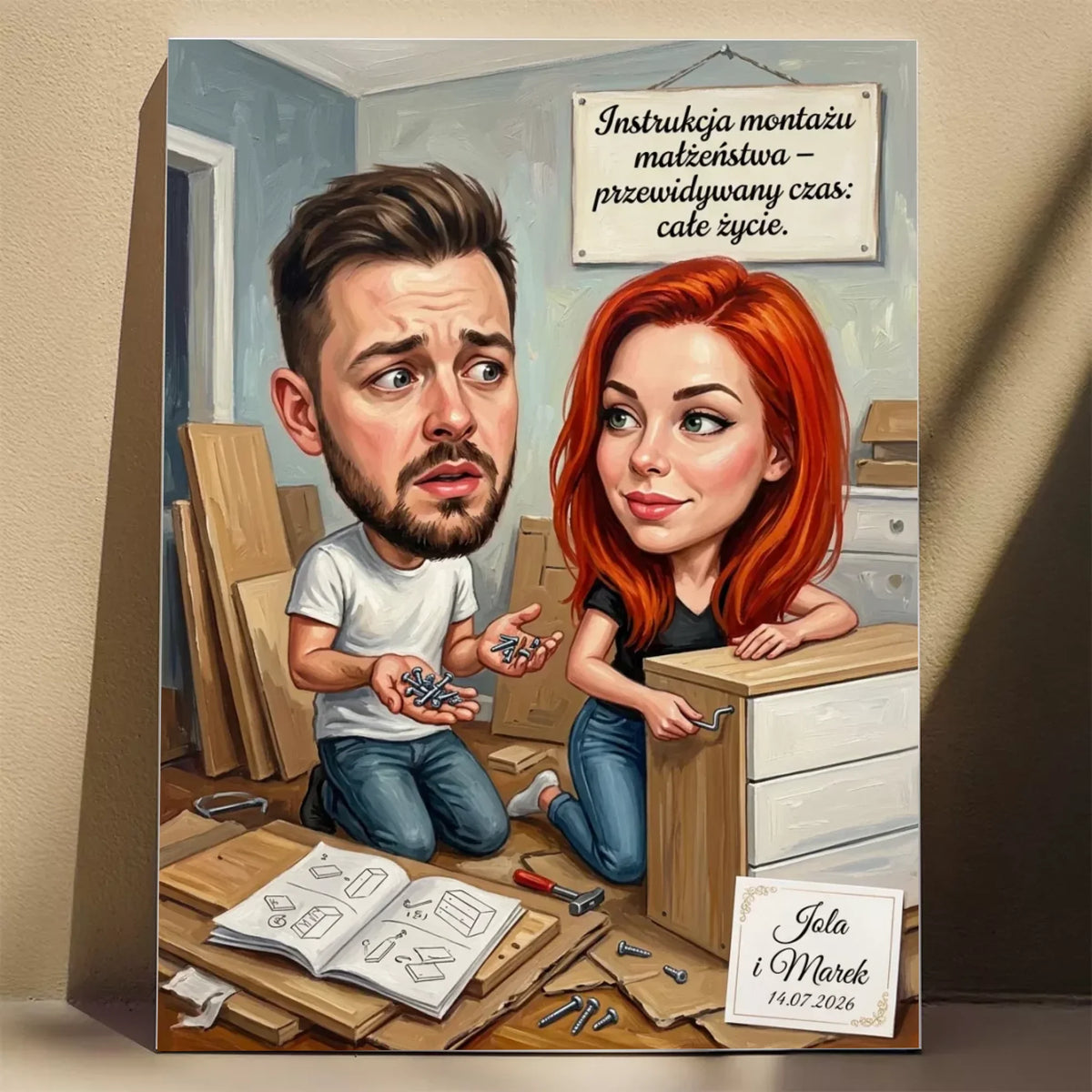 Przeżyli Montaż Szafy z IKEI - Karykatura ze zdjęcia