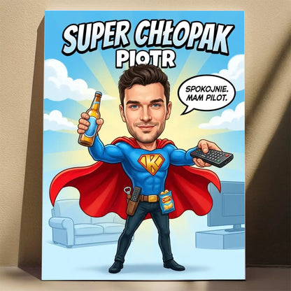 Superbohater po godzinach - Karykatura ze zdjęcia
