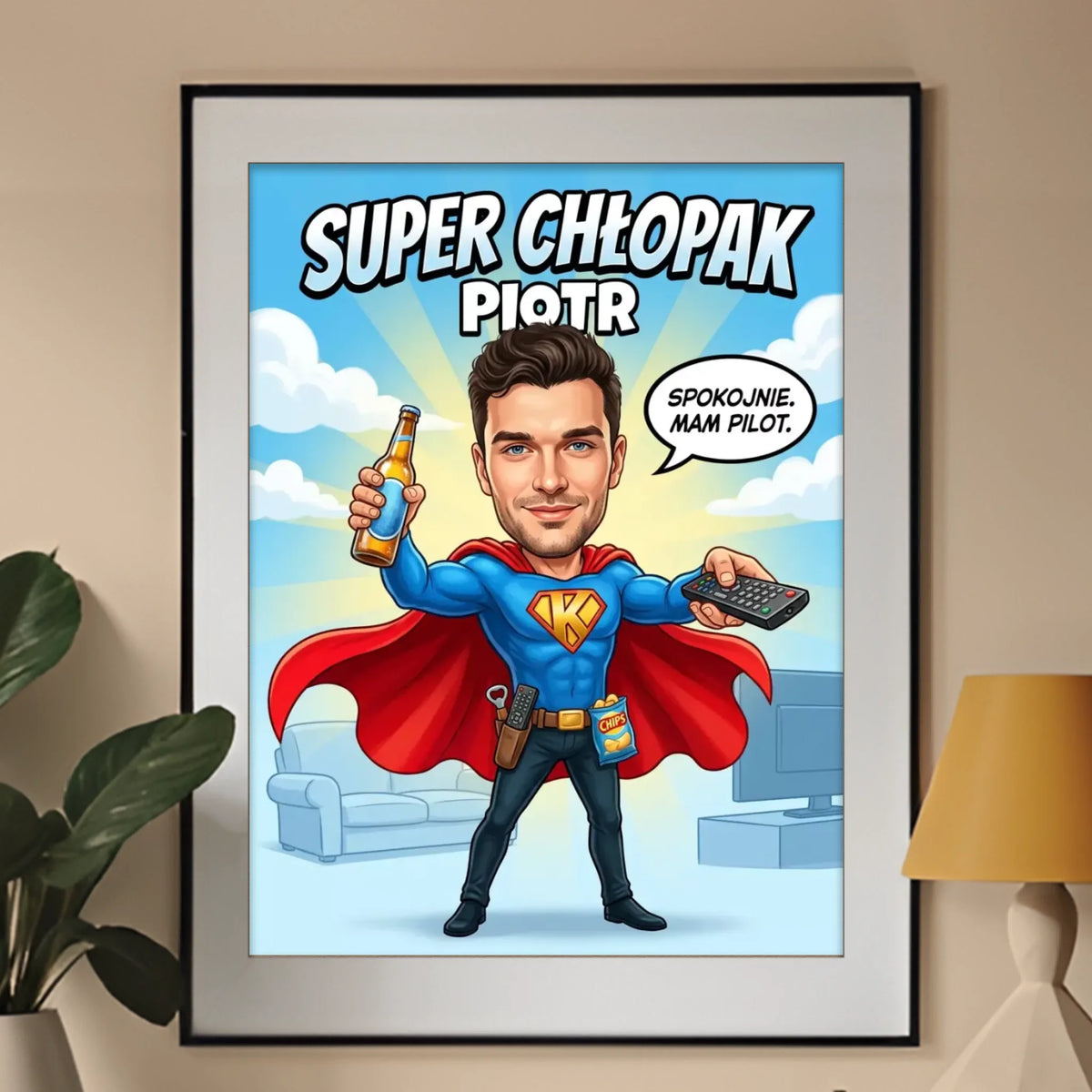 Superbohater po godzinach - Karykatura ze zdjęcia