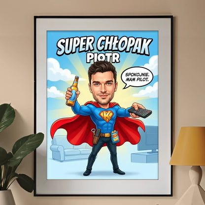 Superbohater po godzinach - Karykatura ze zdjęcia