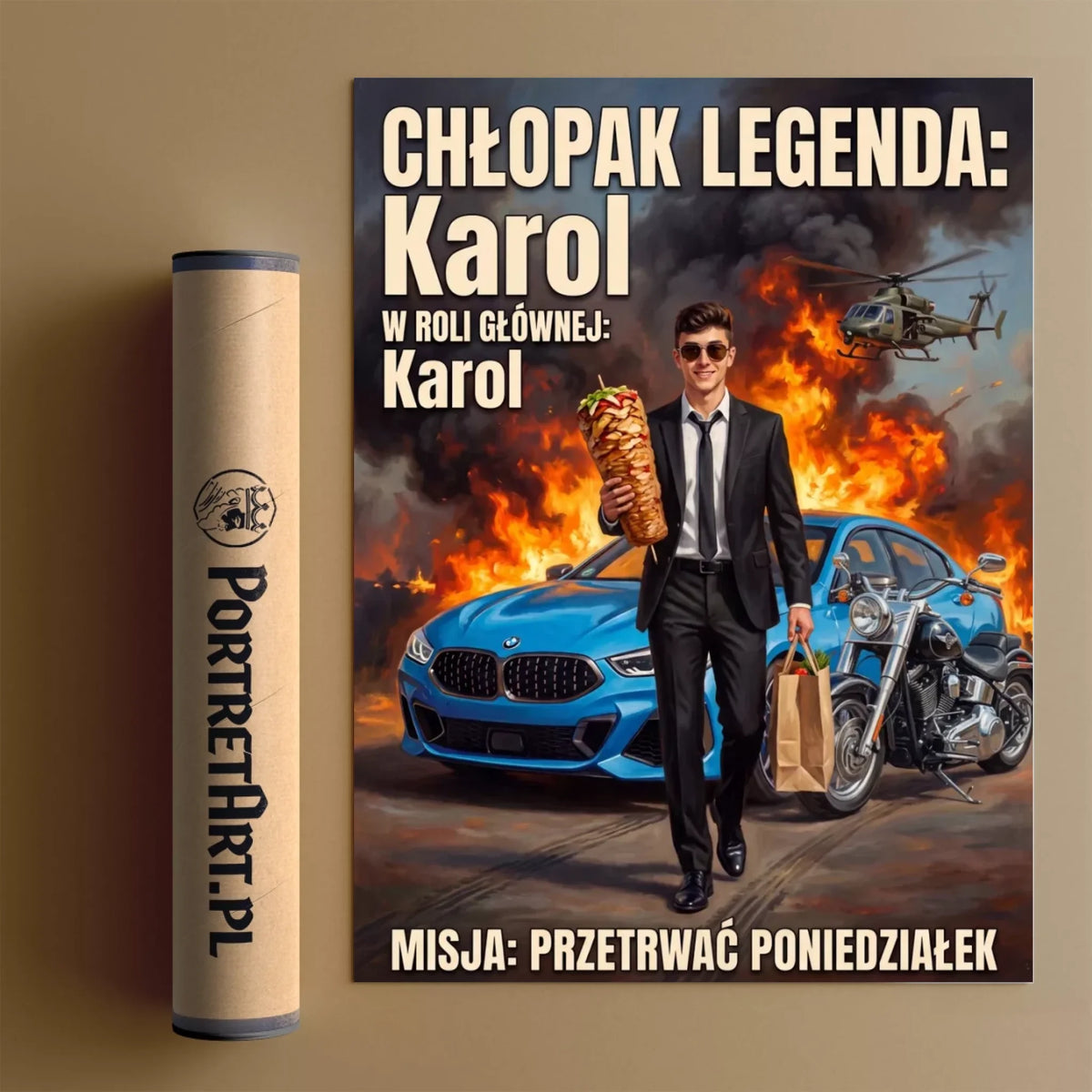 Człowiek Legenda - Karykatura ze zdjęcia