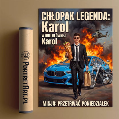Człowiek Legenda - Karykatura ze zdjęcia