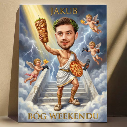 Bóg Weekendu - Karykatura ze zdjęcia