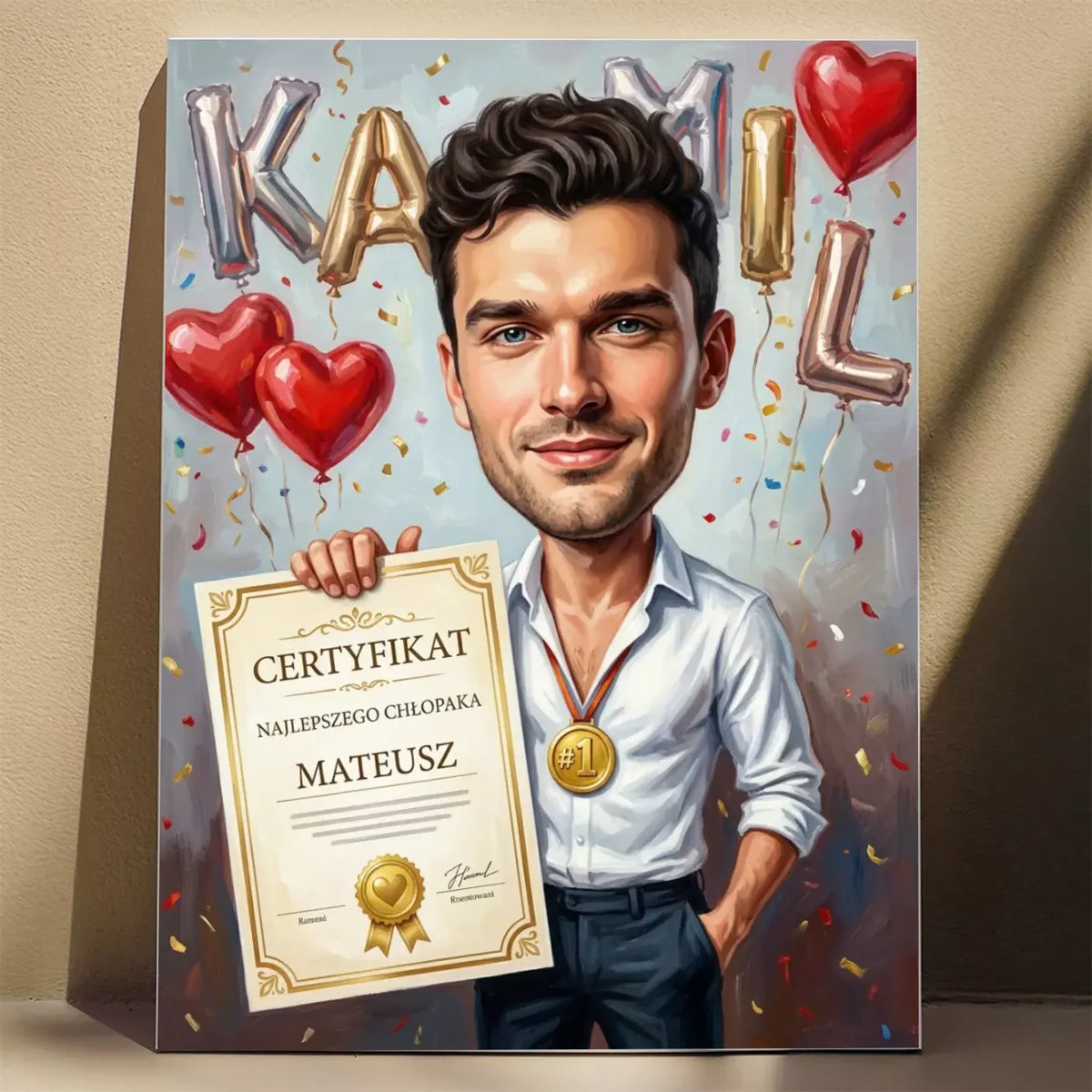 Certyfikat Balonowy - Karykatura ze zdjęcia