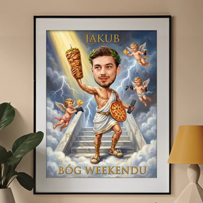 Bóg Weekendu - Karykatura ze zdjęcia