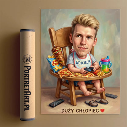 Duże dziecko - Karykatura ze zdjęcia
